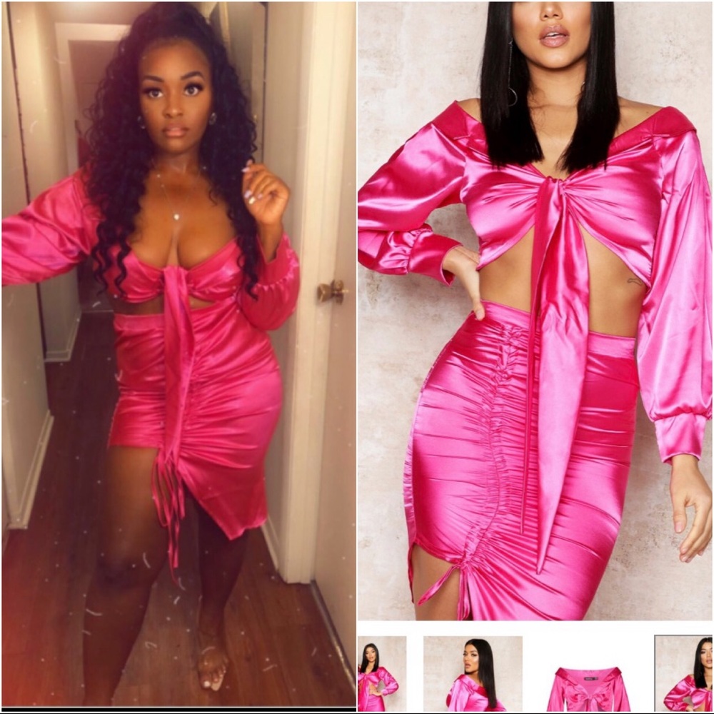 NWT Boohoo Pink Cord Set